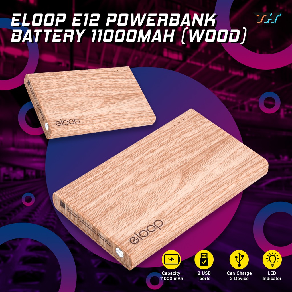 Eloop E12 Power Bank 11000 mAh backup battery, 1 year warranty Shopee