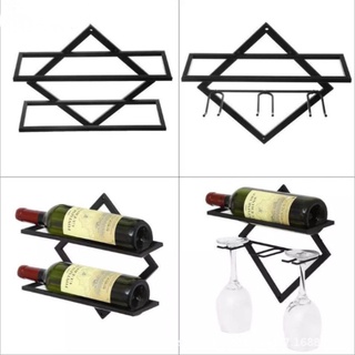 【COD】Wall Mounted Iron Wine Rack Bottle Champagne Glass Holder Shelves Bar Fashion Creative Simple #6