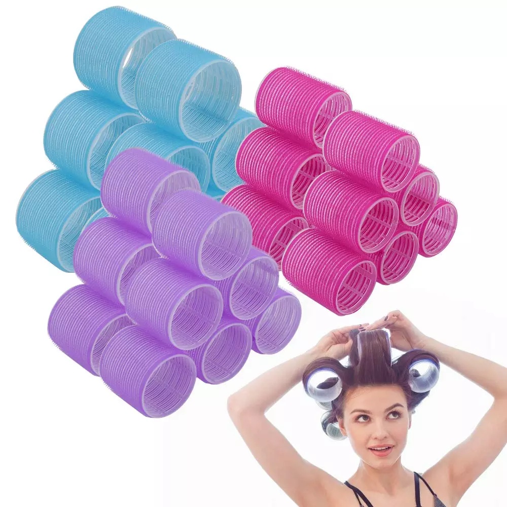 6Pcs/Set Big Self Grip Hair Rollers Cling Hair Curlers Nylon rollers Random  Color | Shopee Philippines