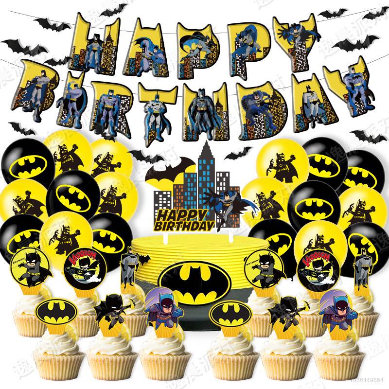 DC Superhero Batman Theme Happy Birthday Party Decoration Set Cake ...