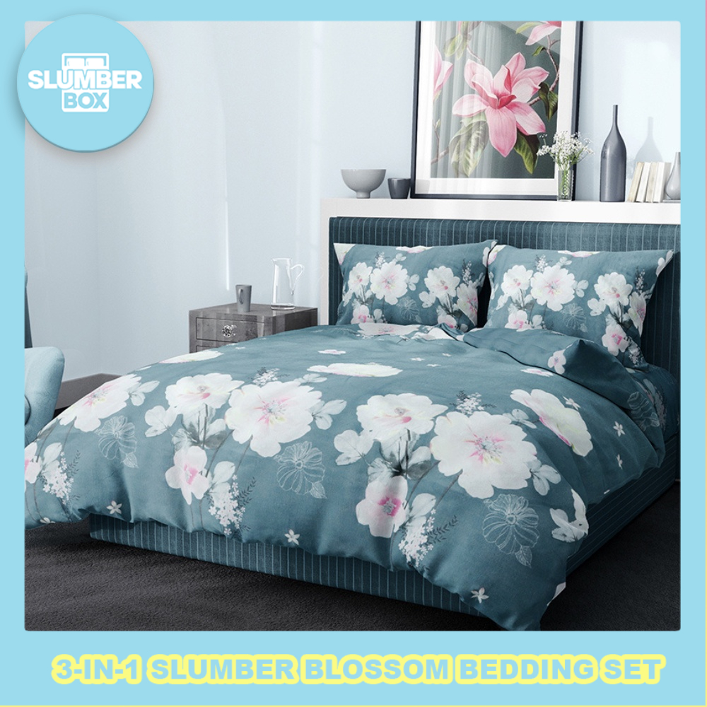 Slumber Box 3in1 Beddings Bed Sheet Home Bedsheet Set (2 Pillowcase + 1