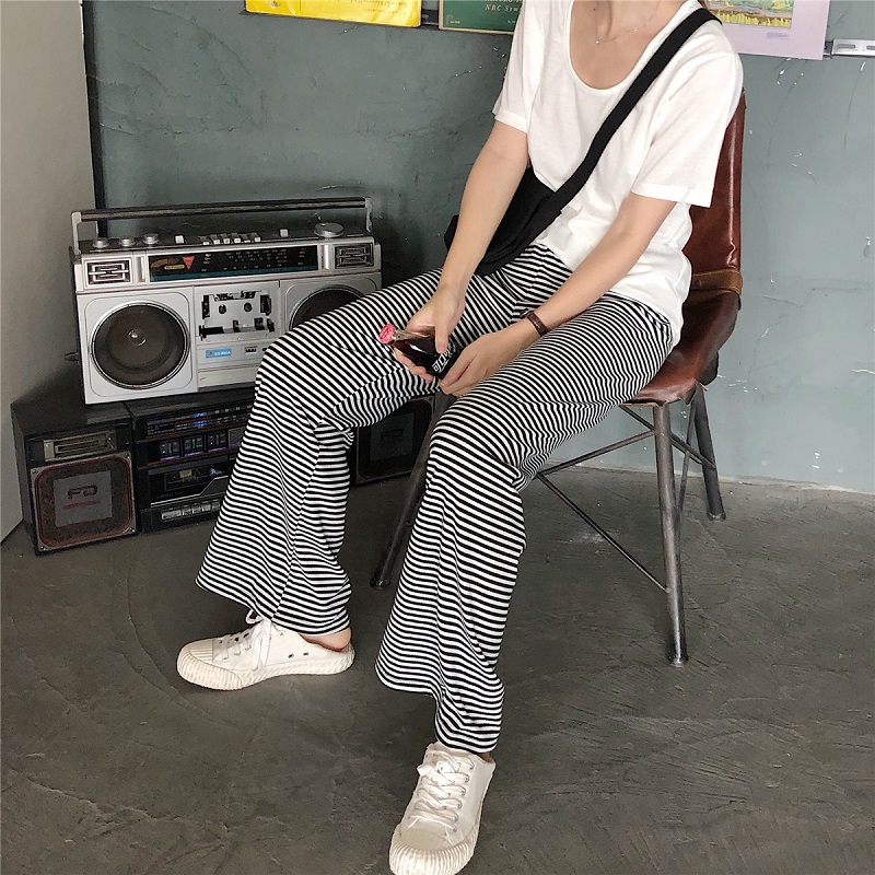 striped trousers wide leg