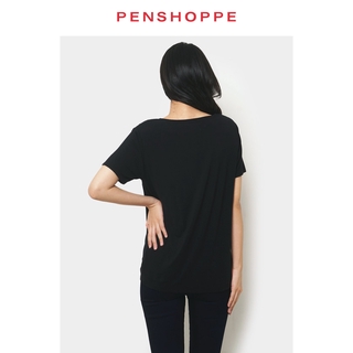 Penshoppe Women's Basic Super Soft V-Neck Tee (Black/Green) | Shopee Philippines