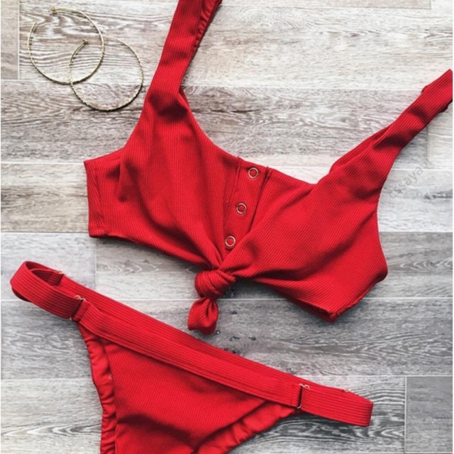 red tie up bikini