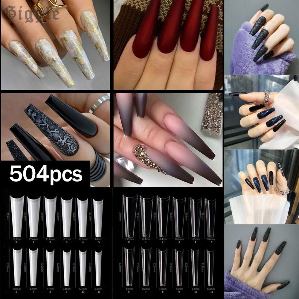 Fake Nails C Curve Coffin Half Cover False Nail Tips Nails Finge No Toxic Shopee Philippines