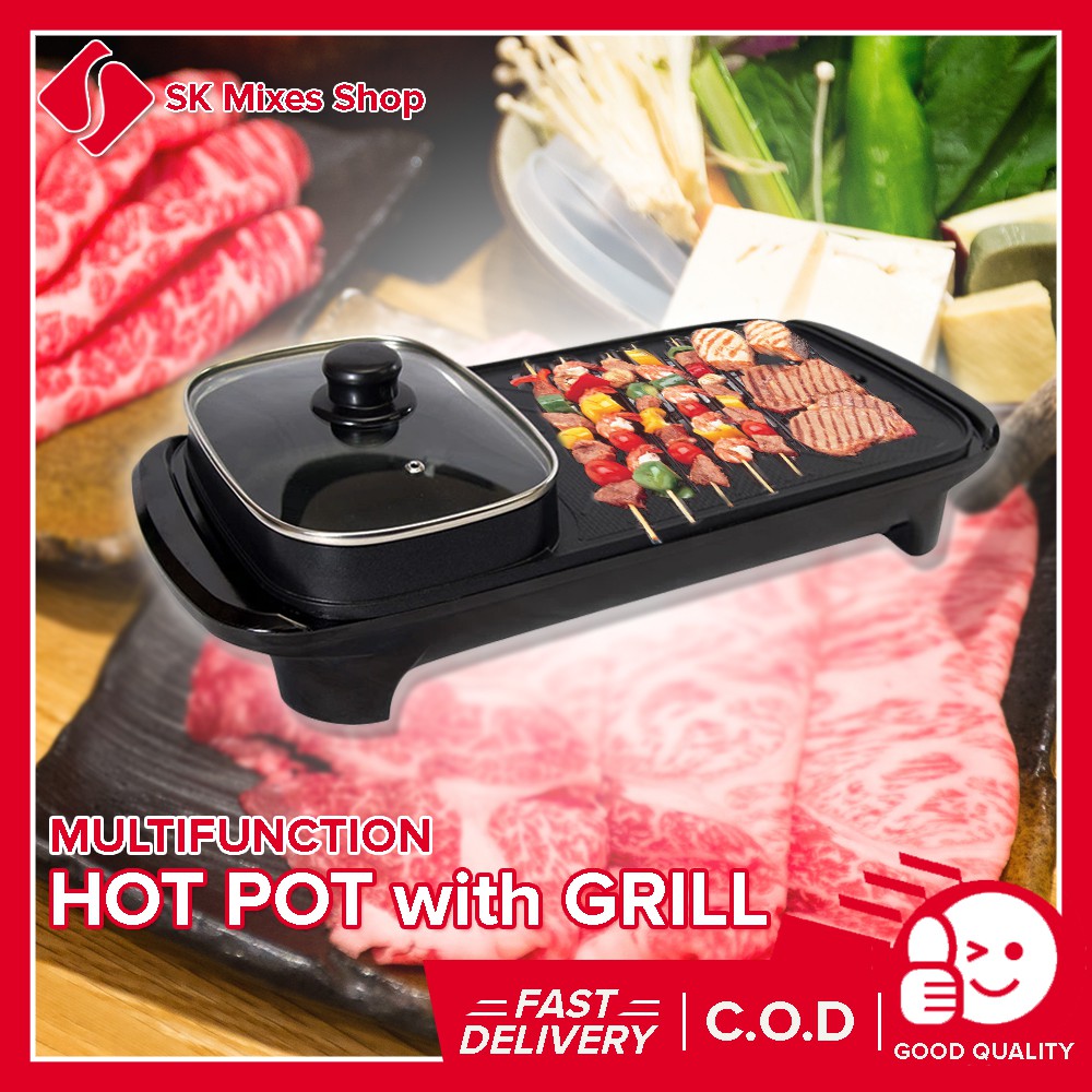 SK Mixes Shop 2 IN 1 Korean Style Electric BBQ GRILL w/ HOTPOT Samgyup ...