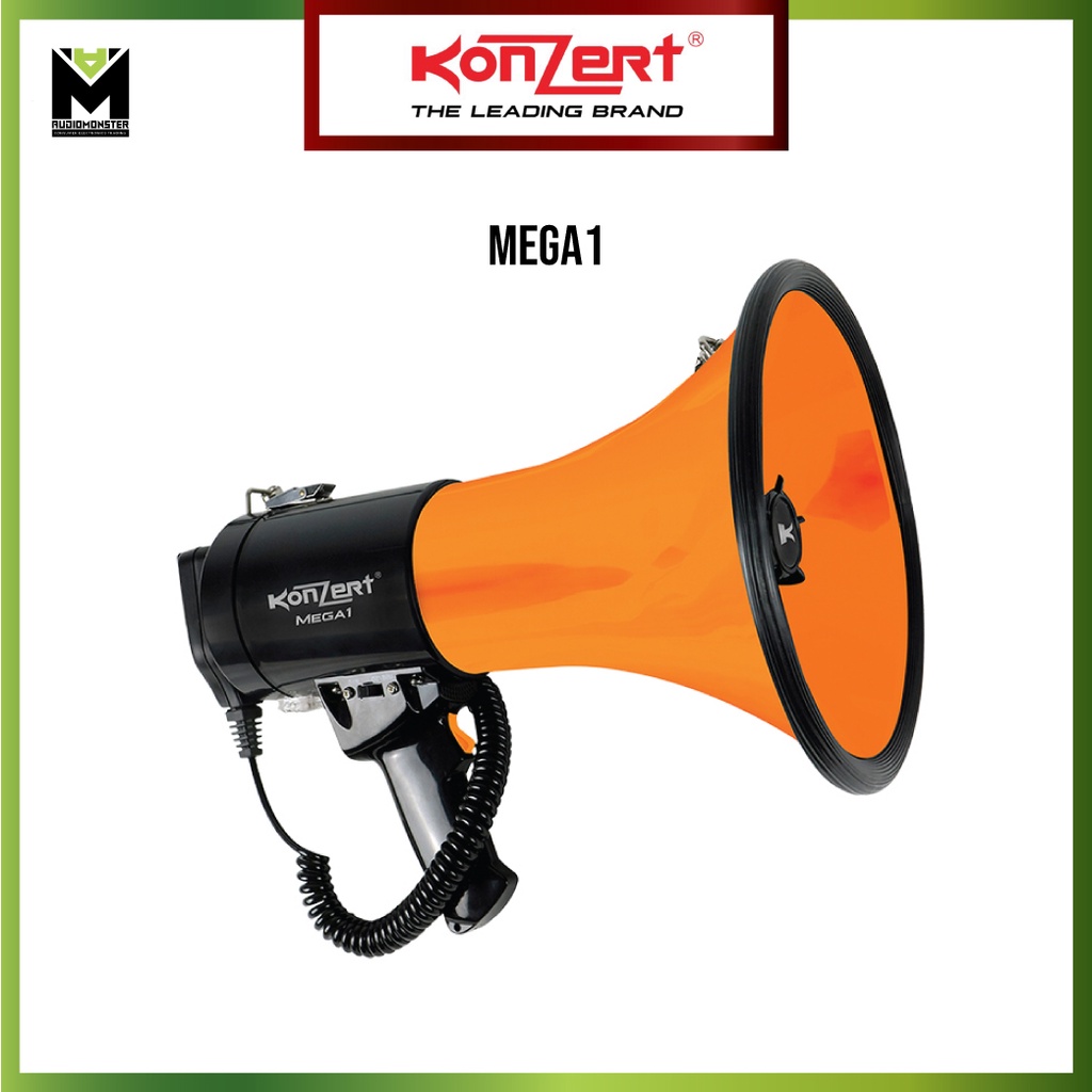 Konzert Mega1 Megaphone Pistol Grip, Wired Handheld Mic, Recording