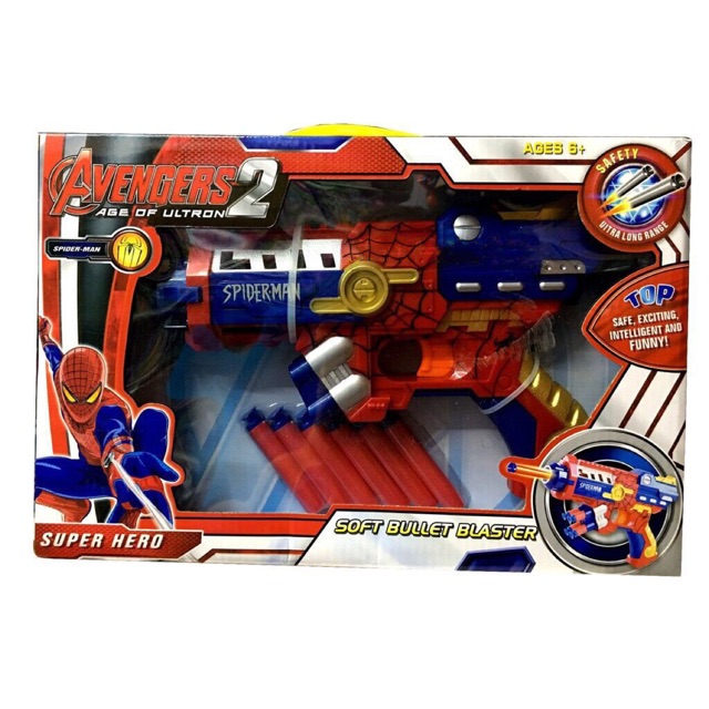 MARVEL SPIDERMAN NERF like SOFT BULLET GUN TOYS | Shopee Philippines