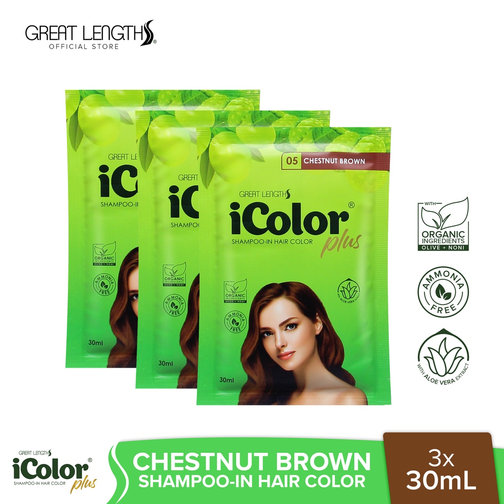 iColor Plus ShampooIn Hair Color Chestnut Brown 30ml x 3 Shopee