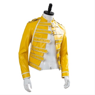 In Stock Queen Lead Vocals Freddie Mercury Cosplay Costume Men Yellow Jacket/Full set Pant Costume #5