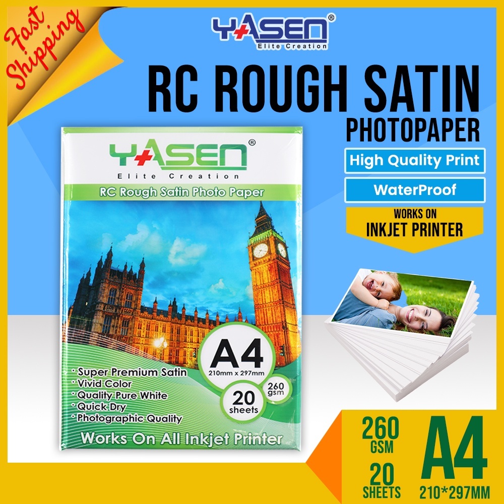 Yasen RC Rough Satin Photo Paper 260GSM A4 Size (20 Sheets/Pack