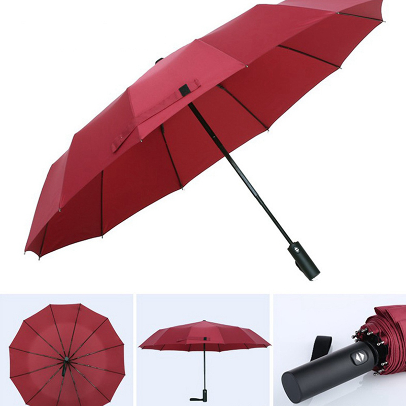 Color : A FKRAINSAN Automatic Rain and rain fold Simple XL Commerce Three fold Umbrella Vinyl Sun Protection UV Protection Umbrella