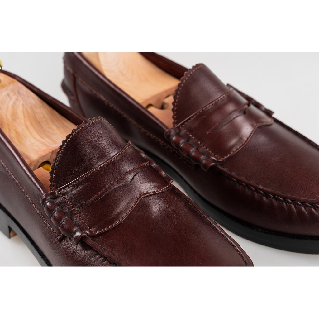 oxblood penny loafers