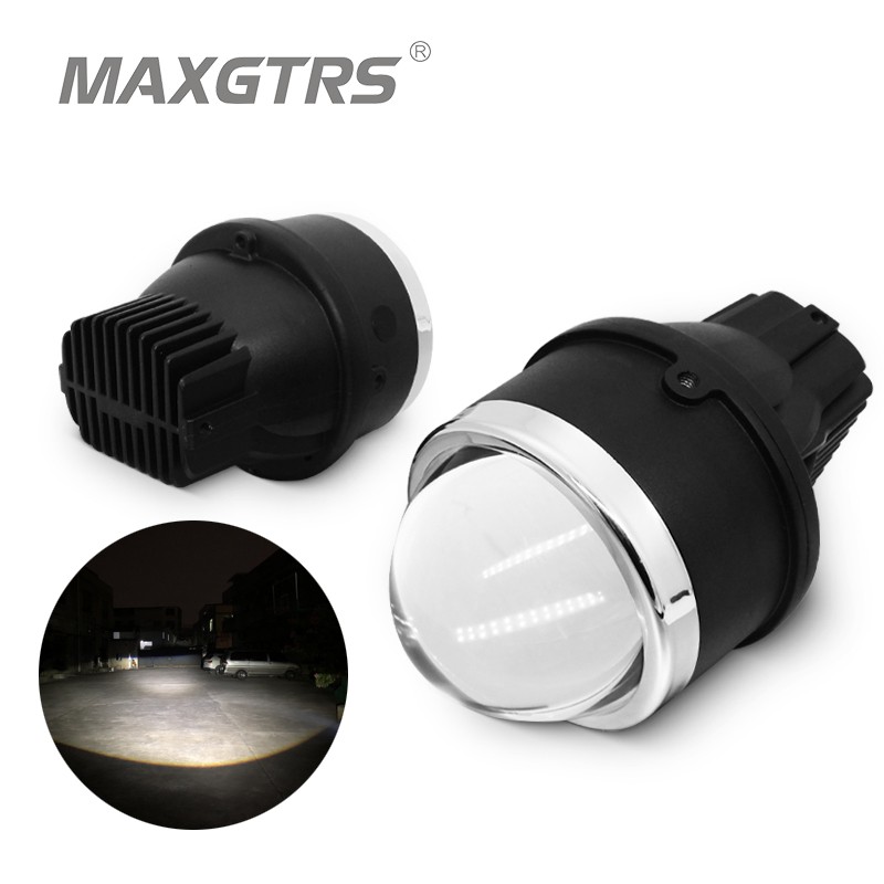 2x Universal BiLED Fog Light High/Low Beam Projector Lens Car Driving