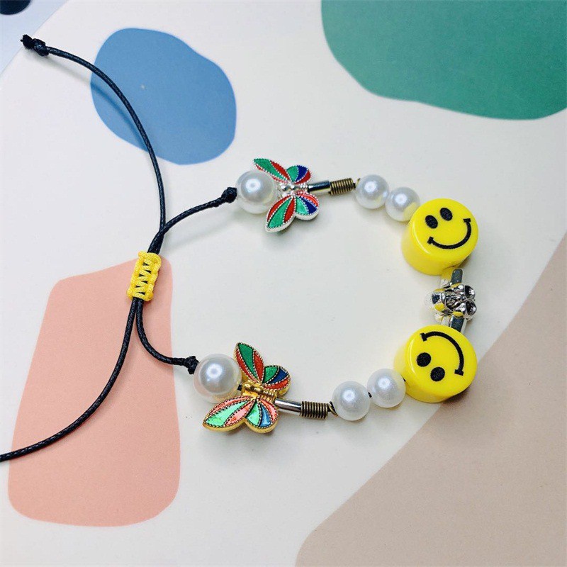 ROCKY Wu Yifan necklace hip-hop personality dice Pearl butterfly skull  smiley face necklace