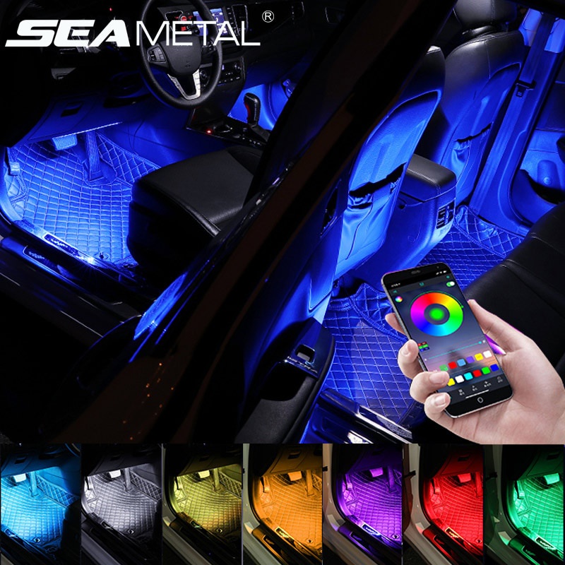 SEAMETAL 12V Car Underglow Light LED Foot Lamp Colorful Decoration Car