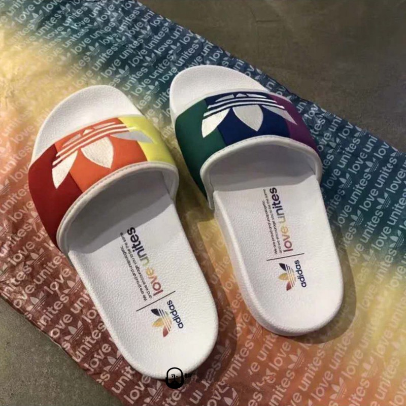 adidas slides rainbow