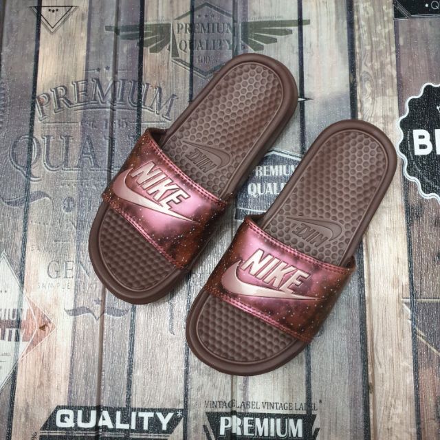 brown nike slides