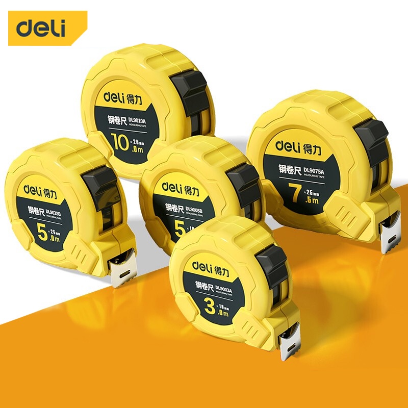 Deli (2/3.5/5/7.5/10M) Industrial Measuring Tape Retractable Self Lock Measuring Meter Tape
