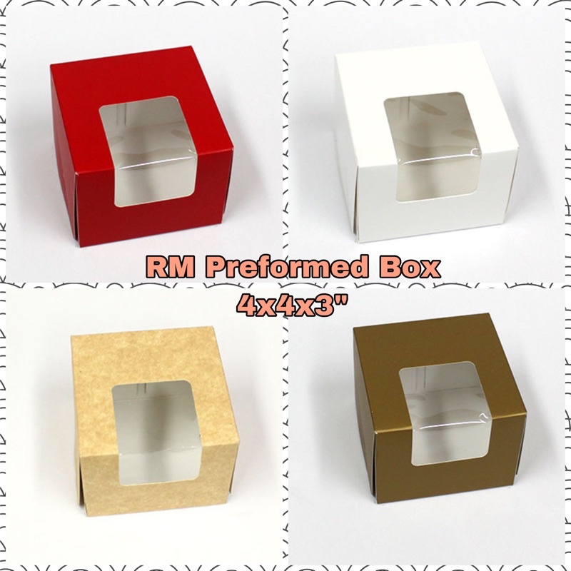 RM BOXES 4x4x3 Preformed Cake Box / Pastry Box ( 5 / 10 / 20 pcs per