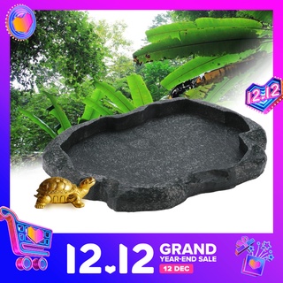&Resin Durable Reptile Rock Food and Water Dish Feeder Bowl for Tortoise Lizard