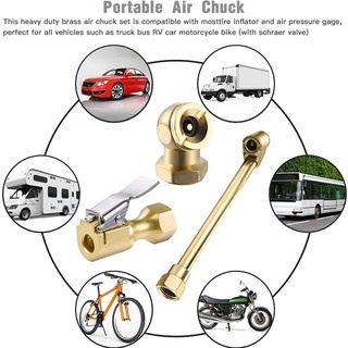 3 Pack Heavy Duty Brass Air Chuck Set, 1/4 Inch Brass Air Chuck for Tire Inflator Gauge Compressor Accessories #6
