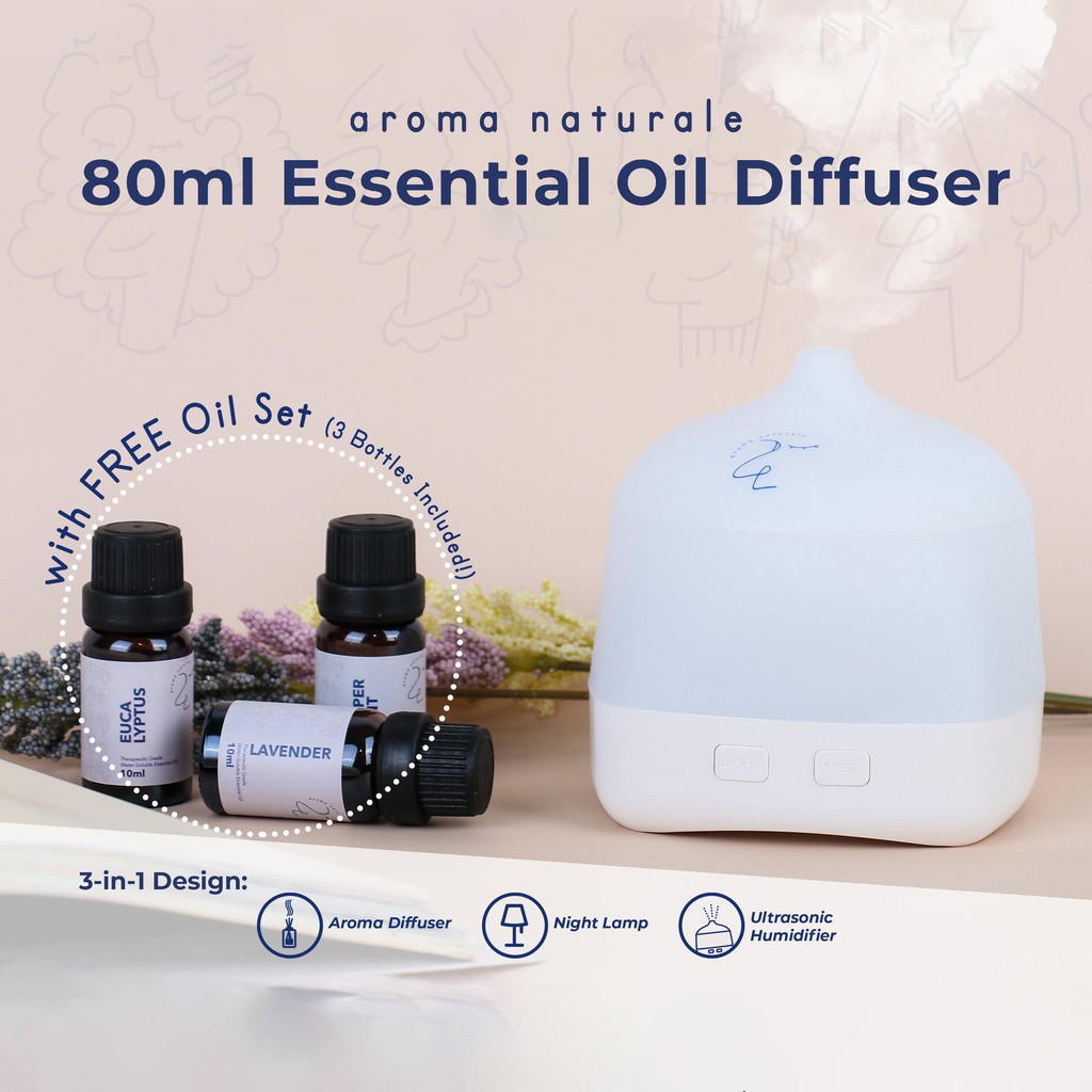 Aroma Naturale Essential Oil Diffuser With 3pcs Water Soluble Essential Oils Shopee Philippines