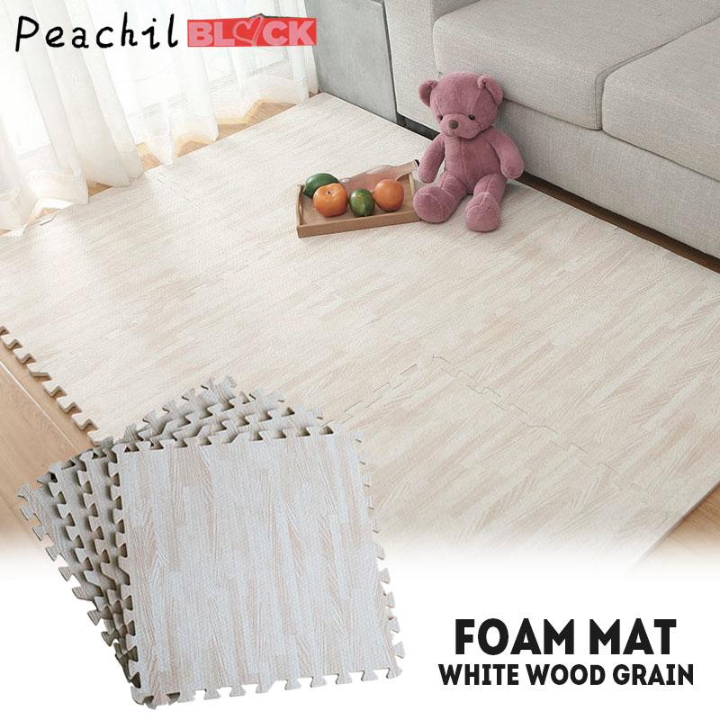 Peach Soft Kids Play Mat Imitation Wood Floor Bedroom White For