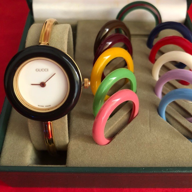 gucci watch with colored rings price