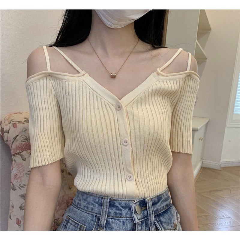 Casual Sexy Knitted Wrap Top