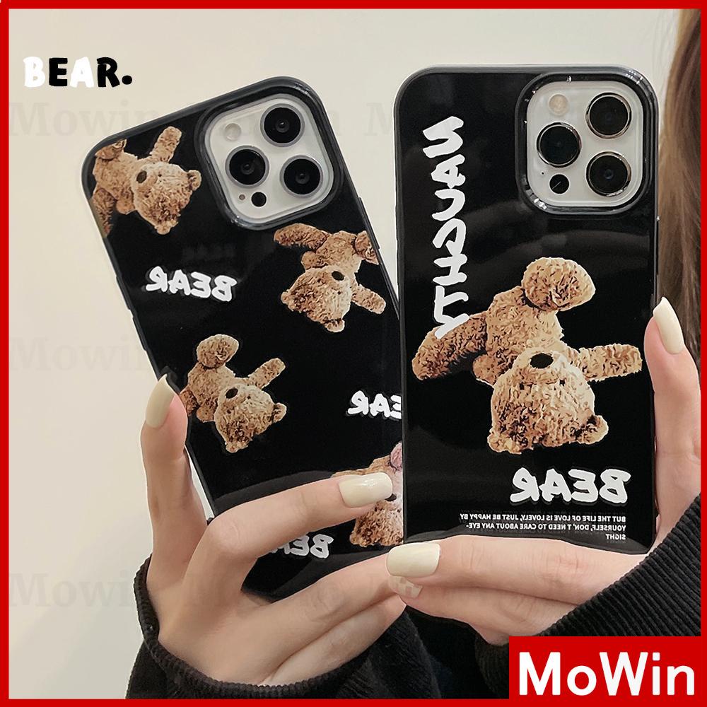 iPhone Case Silicone Soft Case Black Glossy Candy Case Teddy Bear