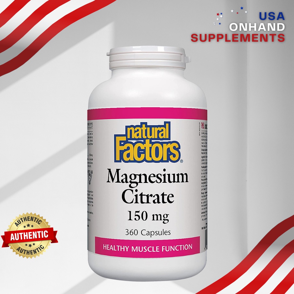 USA Onhand Natural Factors Magnesium Citrate Calcium D3 Pure Bisglycinate StressRelax Muscle