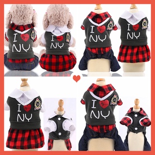 New Academic Style In Spring and Autumn and Winter  Lover's Clothing Skirt  Dog Cat Clothes Pet Clothes Supplies