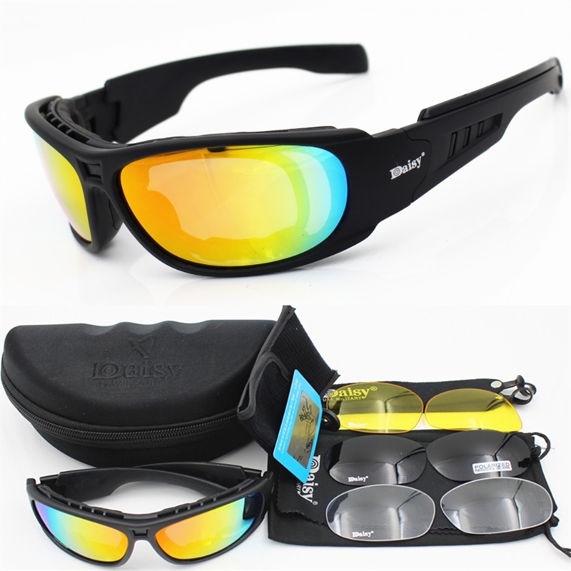 4 Lens Military Goggles Bulletproof Army Sports Polarized Sunglasses ...