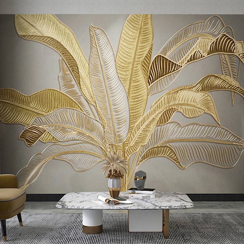 Custom Photo Wallpaper Wall Painting 3D Golden Embossed Banana Leaf Mural  Luxury Study Living Room Bedroom Wallpaper Home Decor | Shopee Philippines