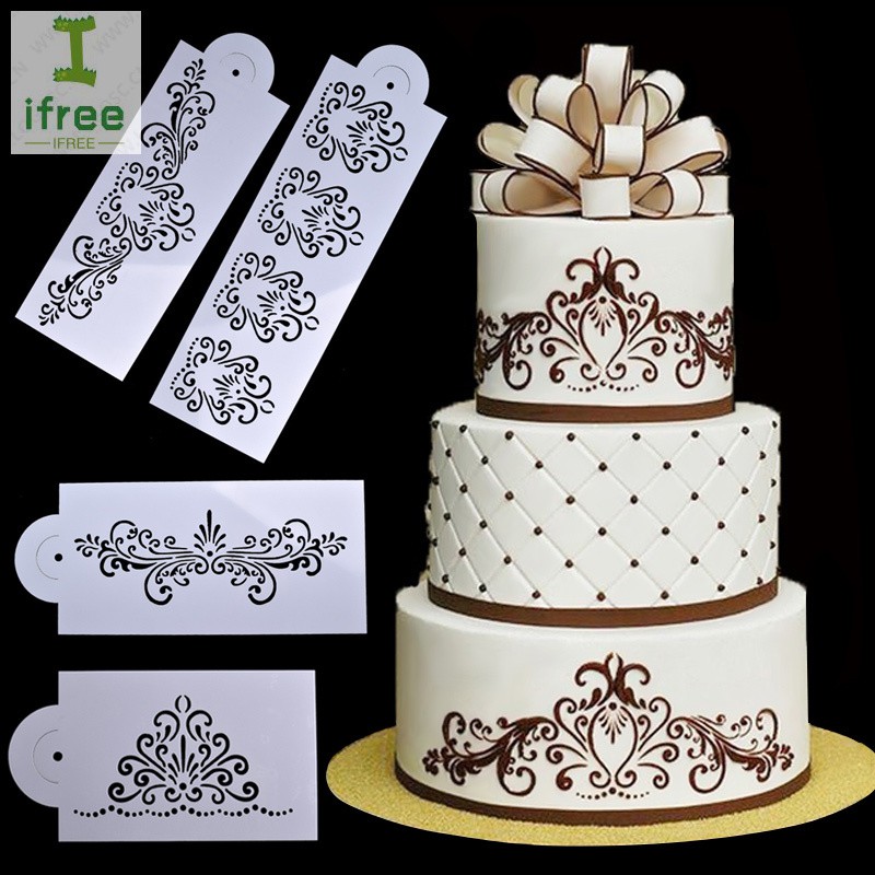 4pcs Set Kitchen Cookie Baking Tool Damask Lace Flower Mould Cake