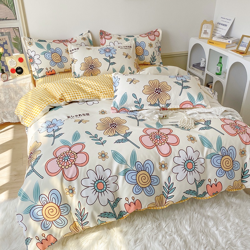 Canadian Cotton Bedsheet With Pillow Case 4 in 1 Bedsheet queen size