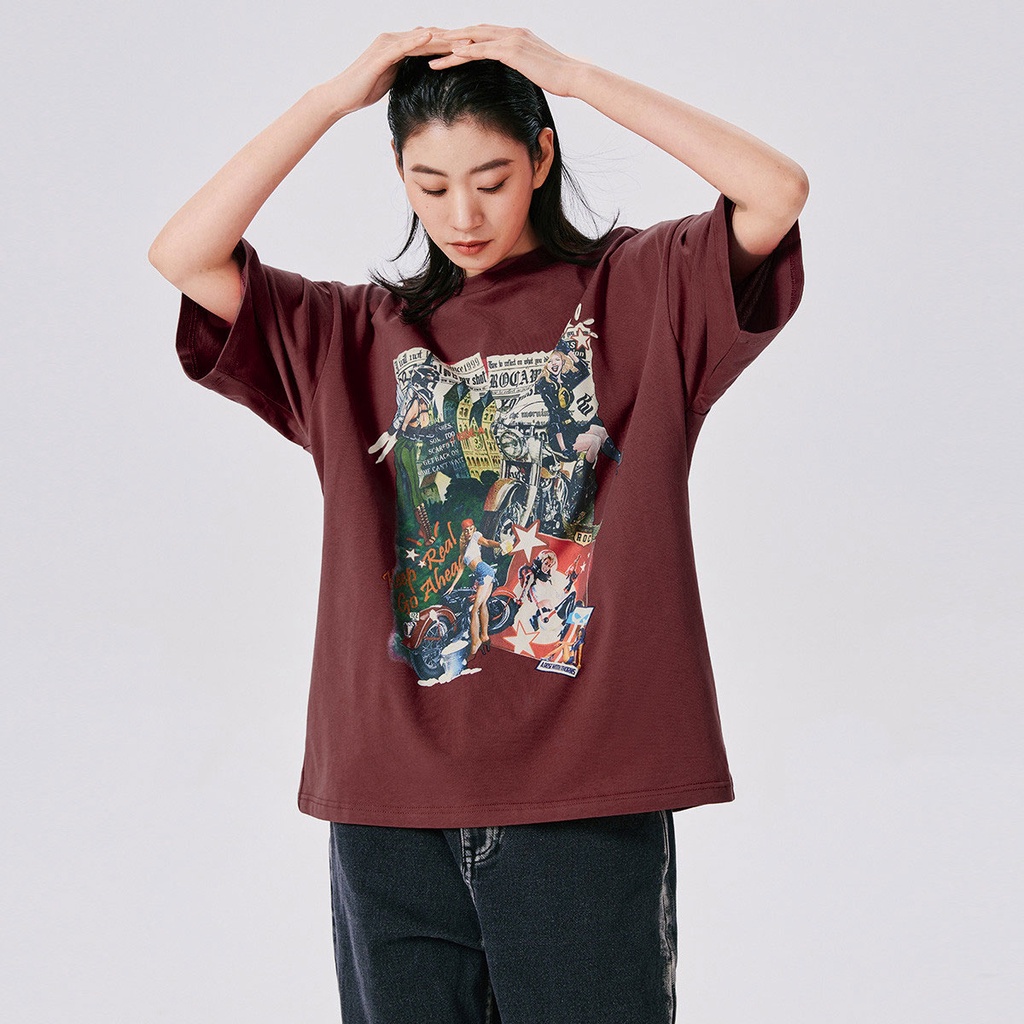 couple t-shirt summer new American retro color portrait print unisex black high street plus size top