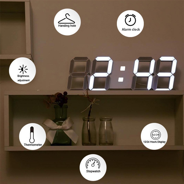 LED Digital Wall Clock with 3 Levels Brightness Alarm Clock Wall Hanging  Clock | Shopee Philippines