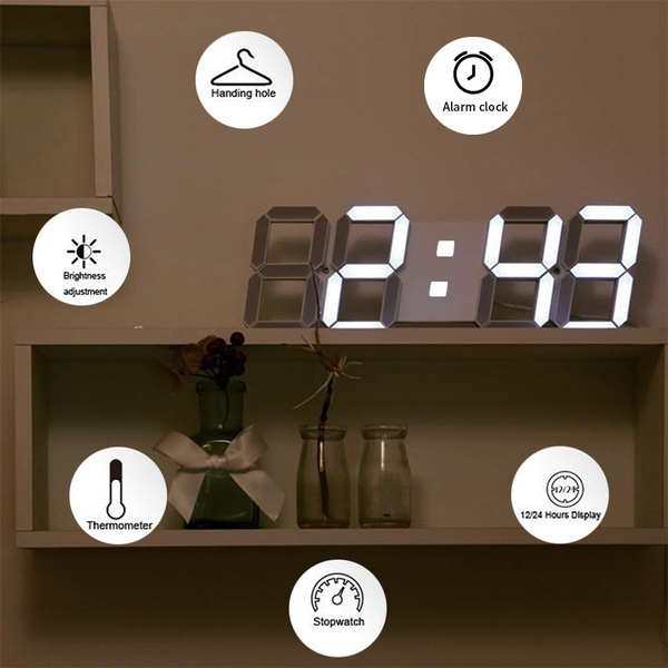 LED Digital Wall Clock with 3 Levels Brightness Alarm Clock Wall Hanging Clock | Shopee Philippines