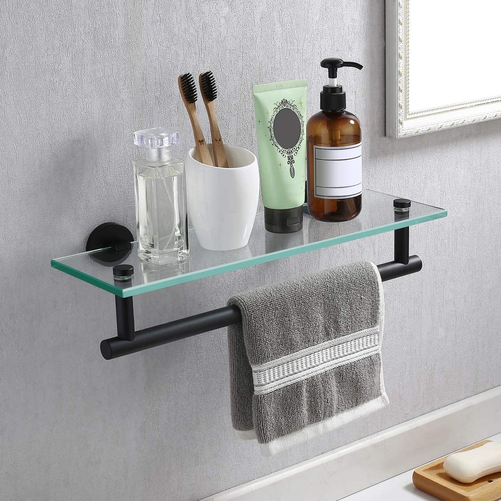 Glass Shelf 16" Tempered Glass Floating Shelf Wall Mount Glass Shelves