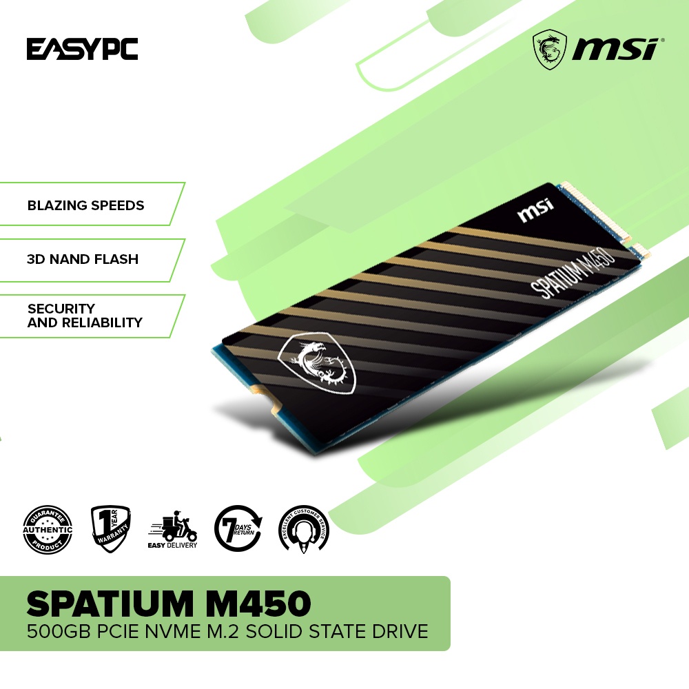 Easy PC | MSI Spatium M450 500GB PCIE NVME M.2 Blazing Speeds 3D NAND ...