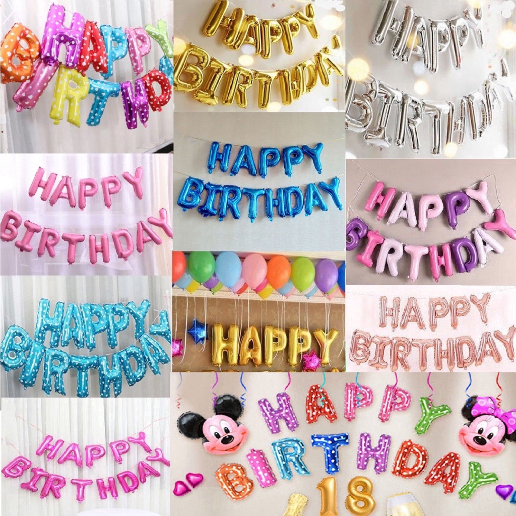 Happy Birthday Foil Balloon Set Aluminum Letter Balloon For Birthday ...