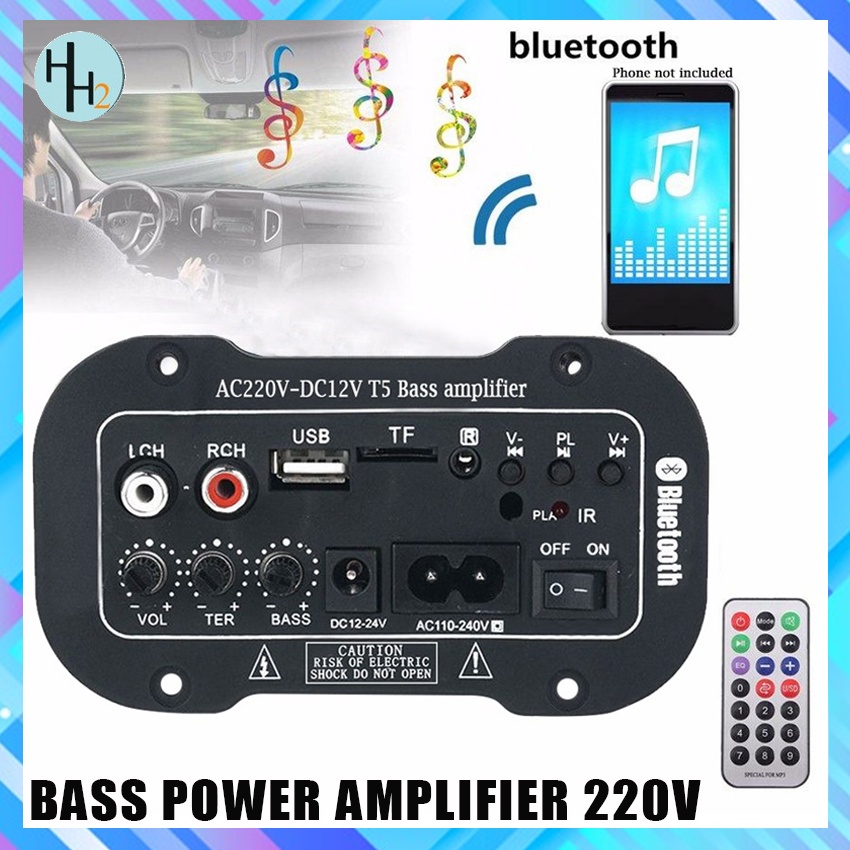 Bass Power Amplifier 220V Bluetooth HiFi Bass Power AMP Mini Car