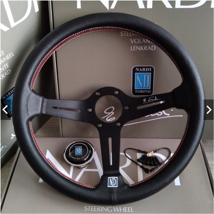 Nardi 350MM Steering Wheel Real Leather 14inch Auto Racing Drifting