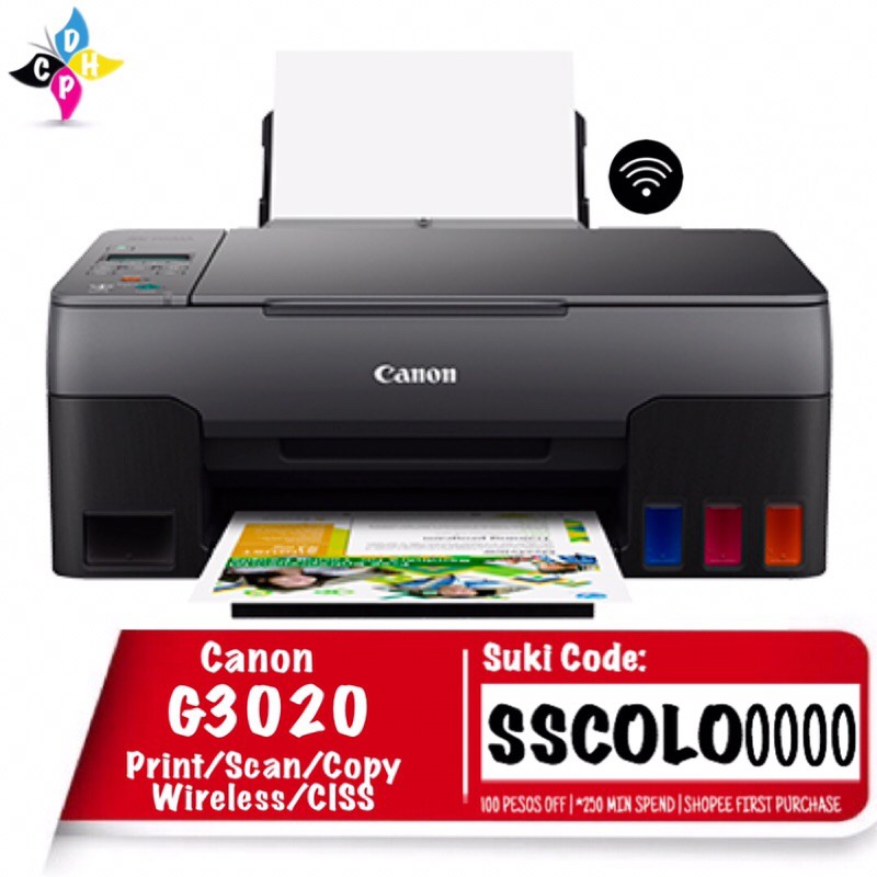 Canon PIXMA G3020 Easy Refillable Ink Tank, Wireless AllInOne Printer