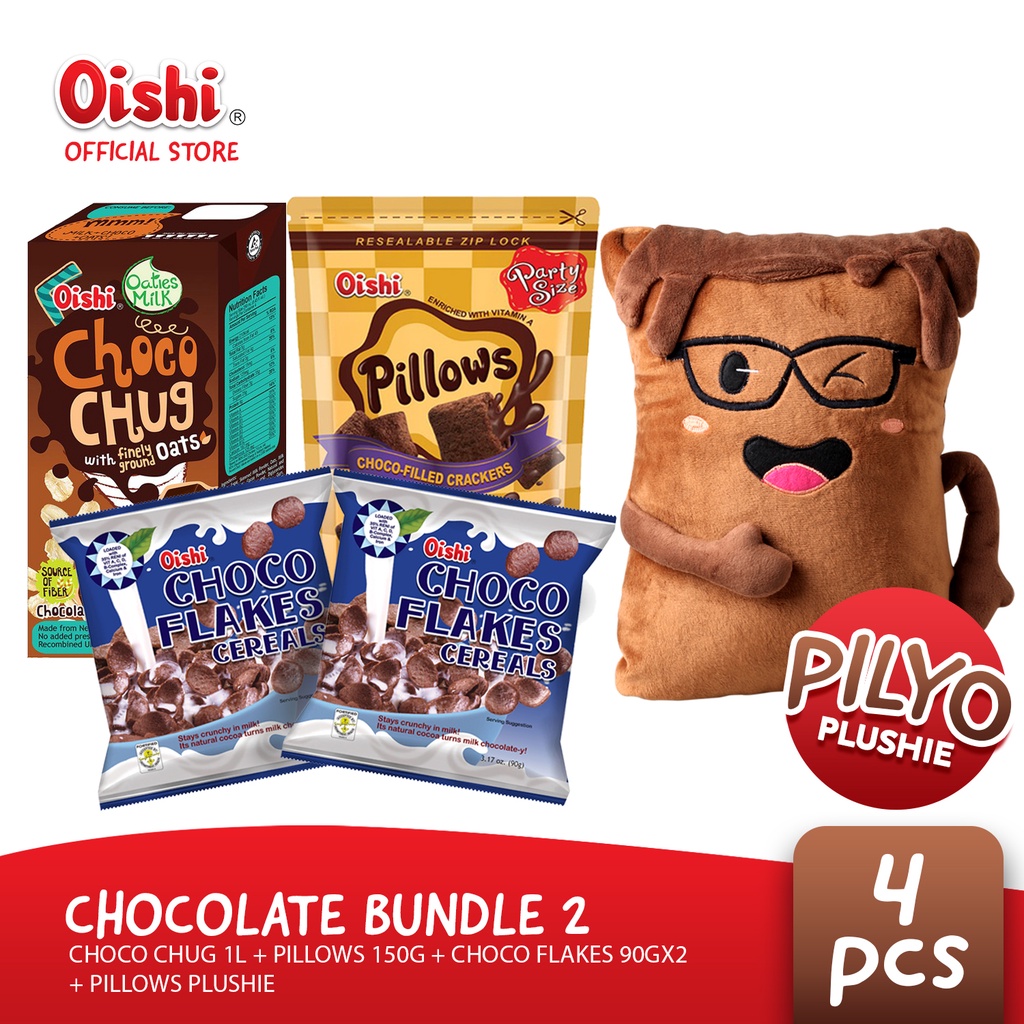 Oishi Chocolate Bundle 2 Pillows 150g+Choco Chug Chocolate 1L+Choco