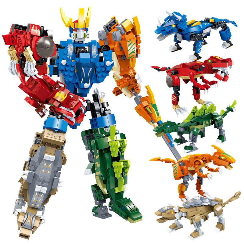 5 In 1 Dinosaur Transforming Robot Building Blocks Kids Educational