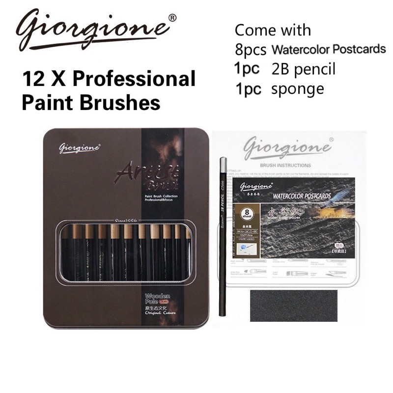 Giorgione Premium Artist Brush Set With Case And Pouch | Shopee Philippines