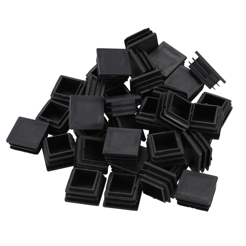 30pcs Plastic Home Square Furniture Chair Legs Tubing End Cap 30mm X 30mm Black